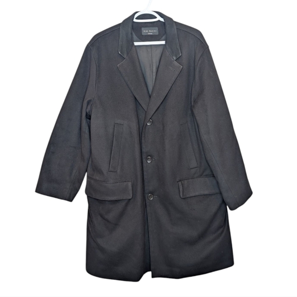 Vintage Nino Danieli Black Ultra Fine Wool Formal Pea Coat Mens 54 8R 44R - Picture 1 of 13